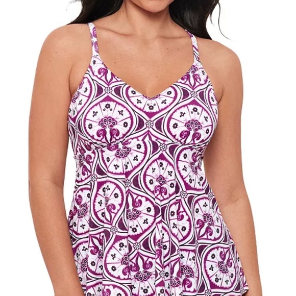 NWT Swim Solutions Women's Tiletale V-Neck Tankini Top size 16 - Picture 1 of 4
